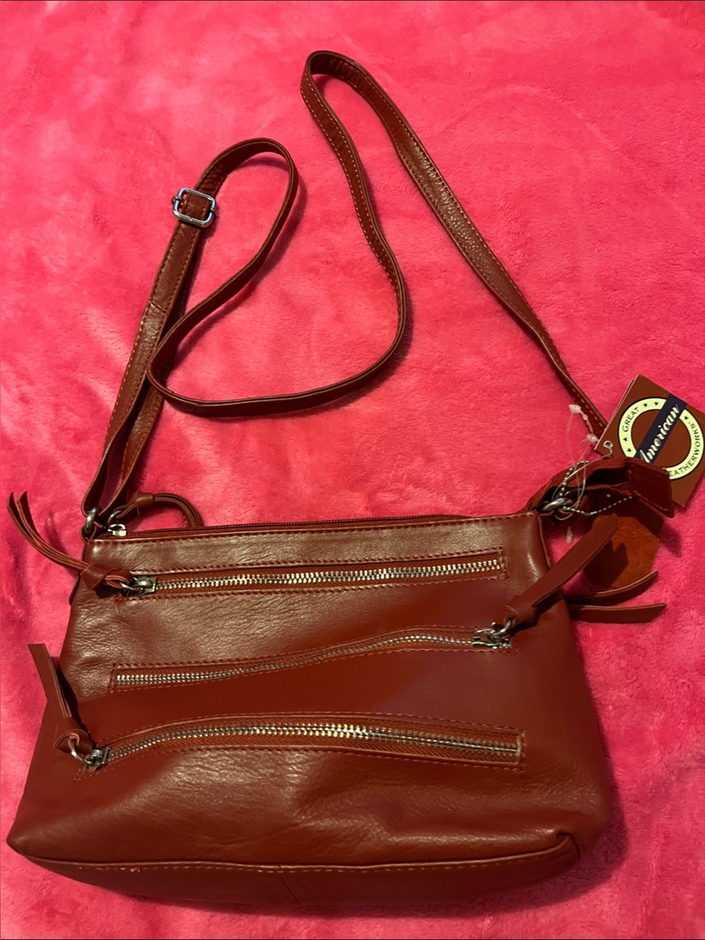 Leather Crossbody Bag in Maroone -NWT
